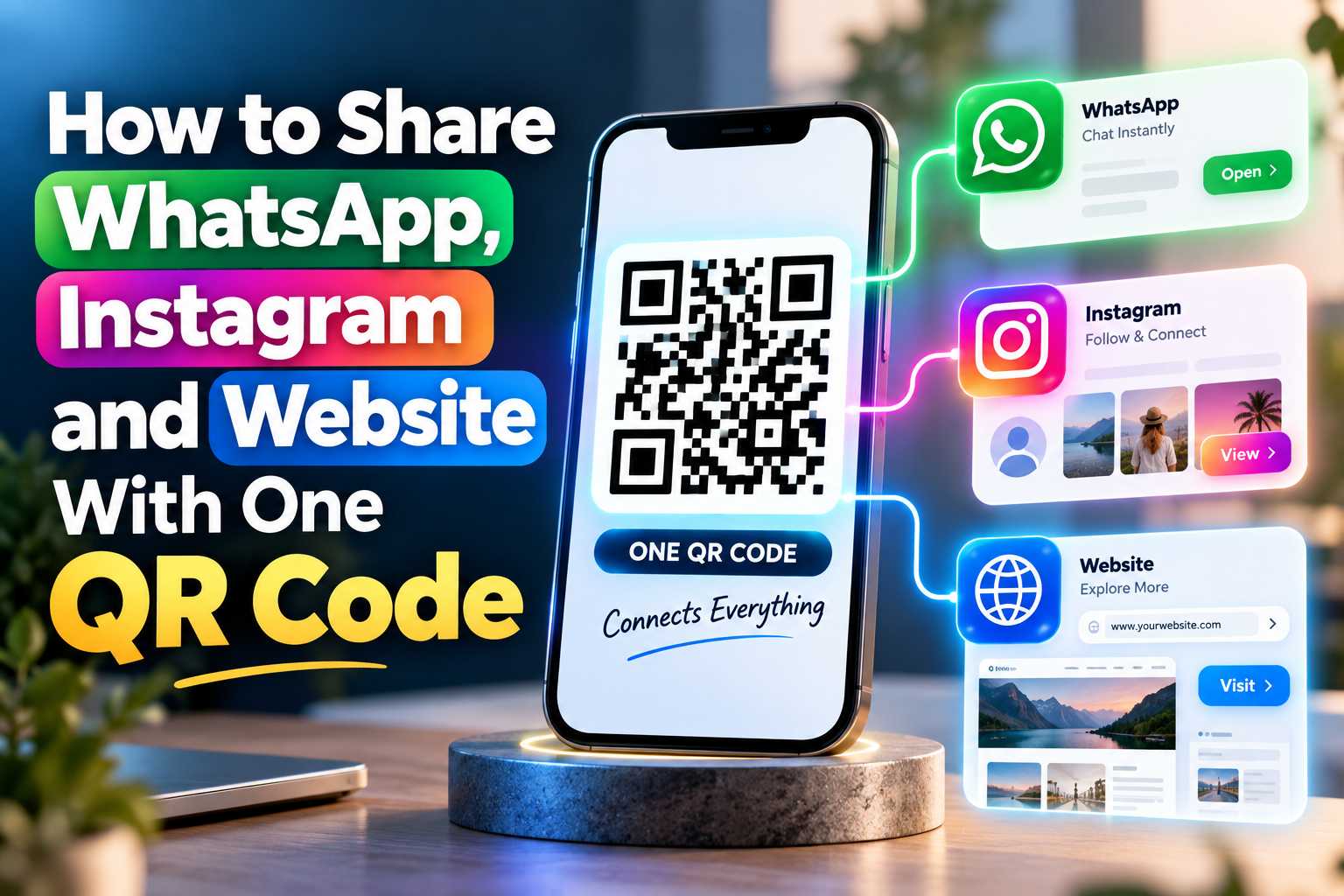 How to Share WhatsApp, Instagram and Website With One QR Code